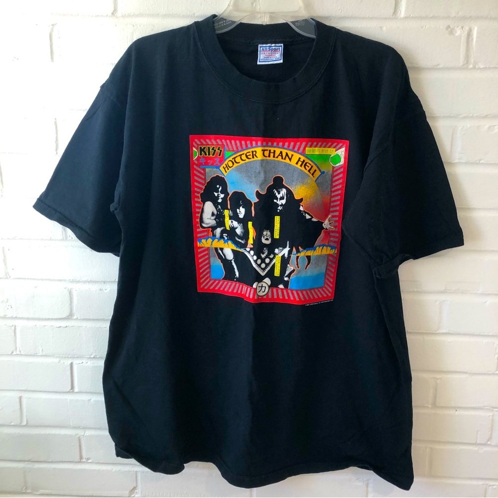 Kiss Hotter Than Hell Black T shirt band graphic tee